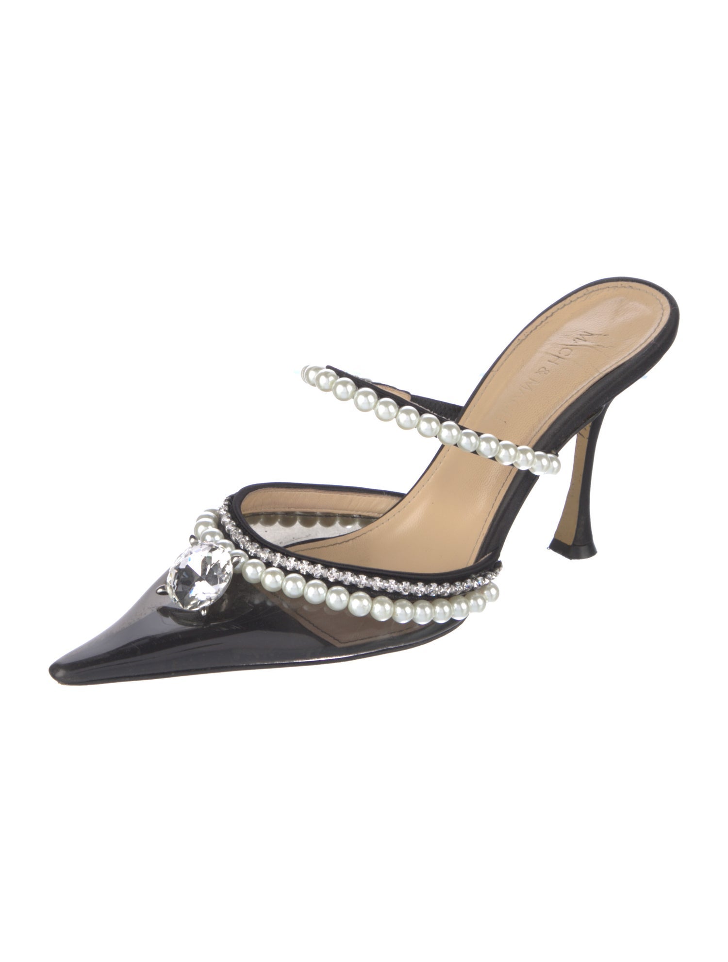 Mach & Mach Faux Pearl Accents PVC Mules