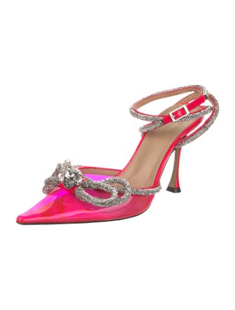Mach & Mach PVC Bow Accents Slingback Pumps