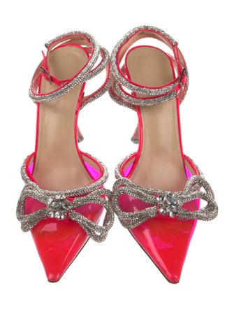 Mach & Mach PVC Bow Accents Slingback Pumps