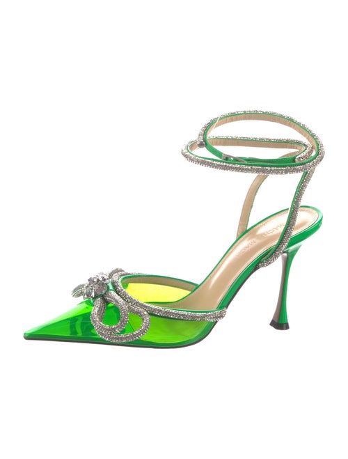 Mach & Mach PVC Bow Accents Slingback Pumps