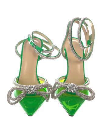 Mach & Mach PVC Bow Accents Slingback Pumps
