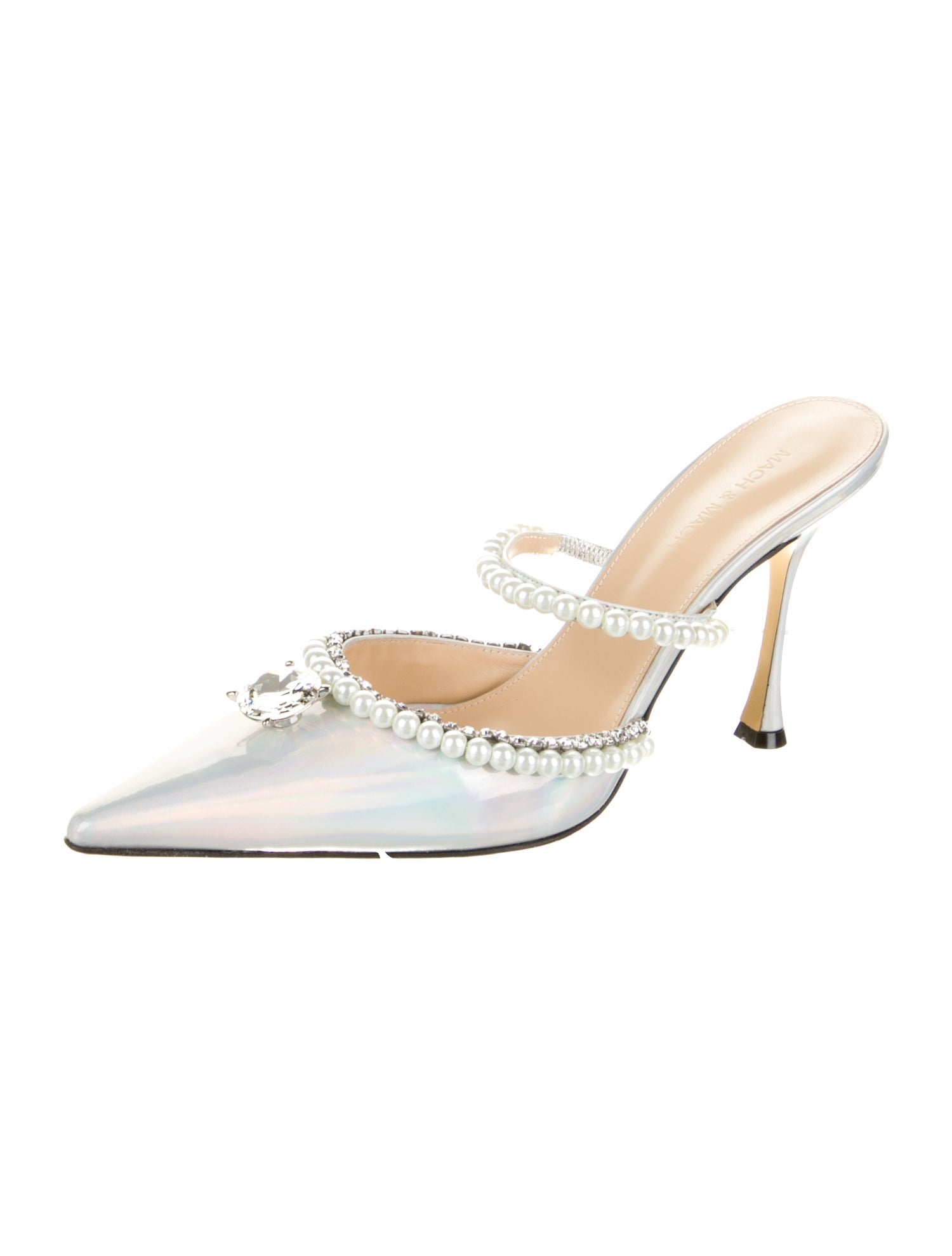 Mach & Mach Patent Leather Crystal Embellishments Mules w/ Tags