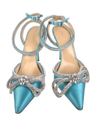 Mach & Mach Satin Bow Accents D'Orsay Pumps
