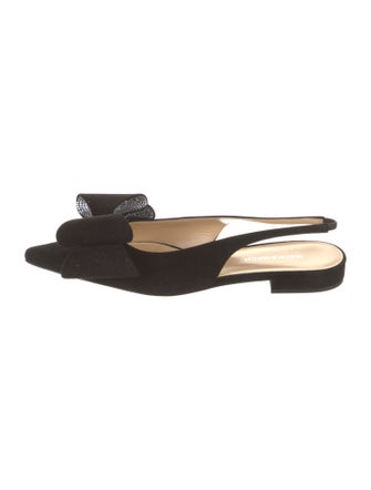 Mach & Mach Suede Bow Accents Slingback Flats