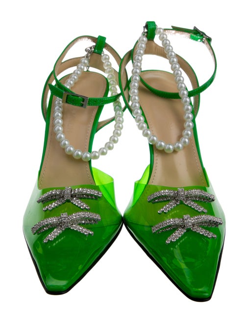 Mach & Mach Faux Pearl Accents PVC Slingback Pumps