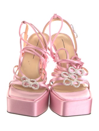 Mach & Mach Satin Bow Accents Sandals