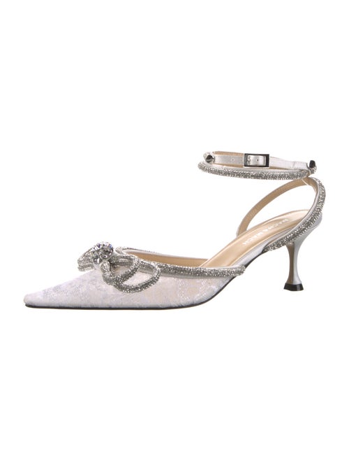 Mach & Mach Satin Bow Accents Slingback Pumps