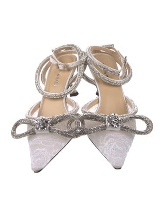 Mach & Mach Satin Bow Accents Slingback Pumps