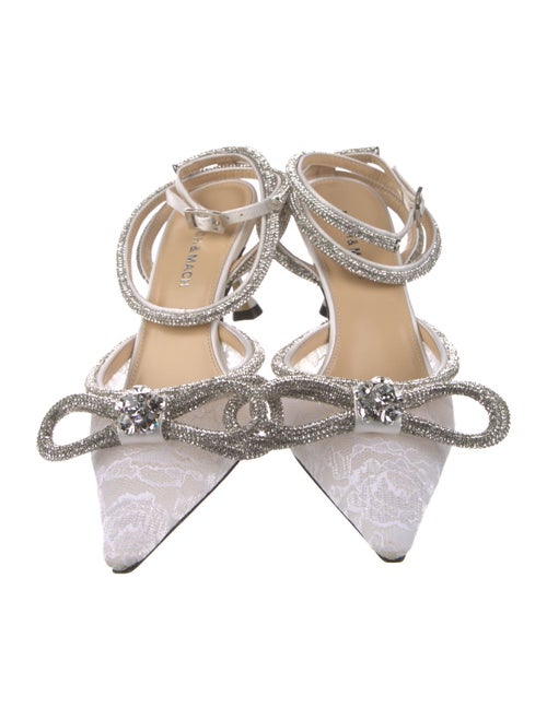 Mach & Mach Satin Bow Accents Slingback Pumps