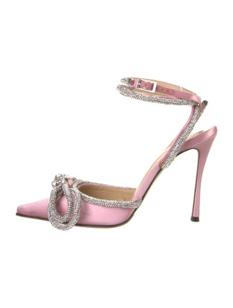 Mach & Mach Satin Bow Accents Slingback Pumps