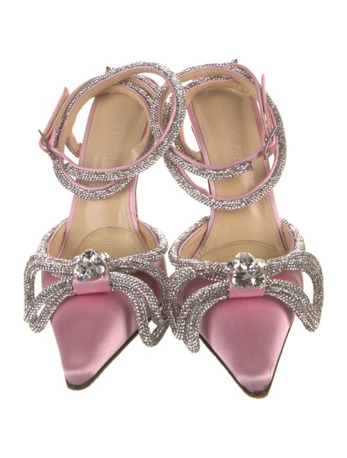 Mach & Mach Satin Bow Accents Slingback Pumps