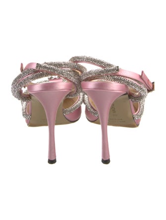 Mach & Mach Satin Bow Accents Slingback Pumps