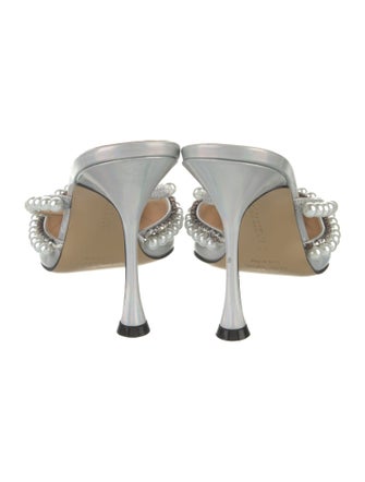 Mach & Mach Faux Pearl Accents Patent Leather Slides
