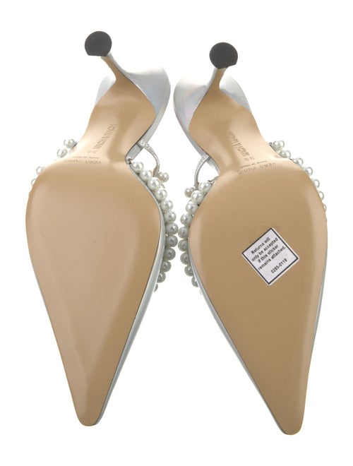 Mach & Mach Faux Pearl Accents Patent Leather Slides