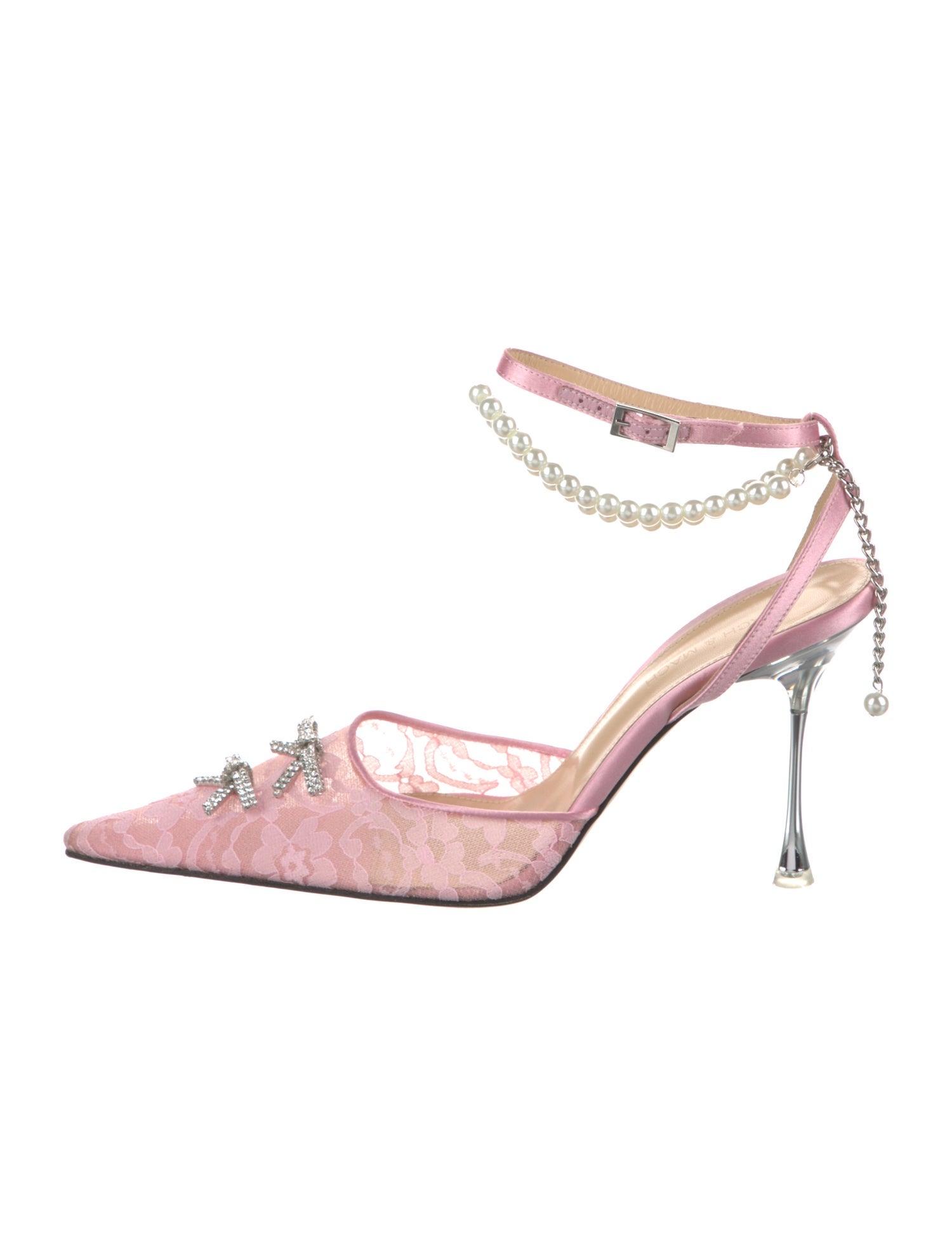 Mach & Mach Lace Bow Accents D'Orsay Pumps