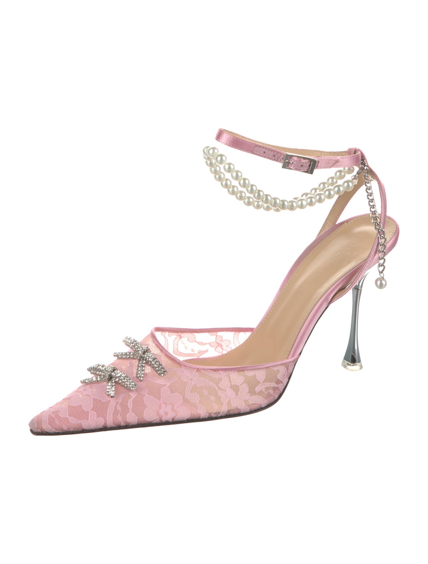 Mach & Mach Lace Bow Accents D'Orsay Pumps