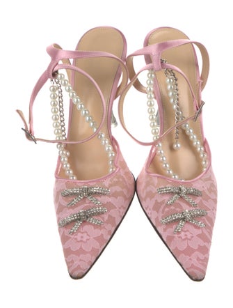 Mach & Mach Lace Bow Accents D'Orsay Pumps