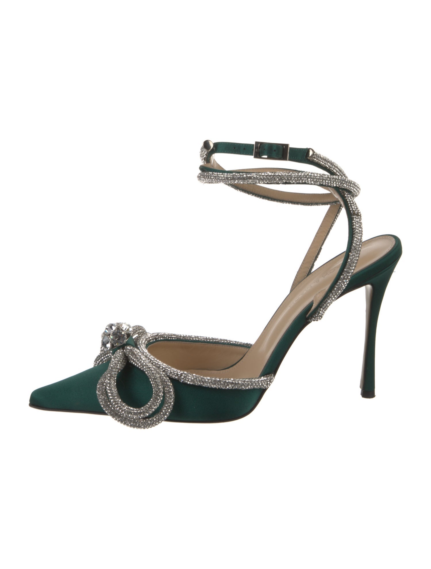 Mach & Mach Satin Bow Accents D'Orsay Pumps
