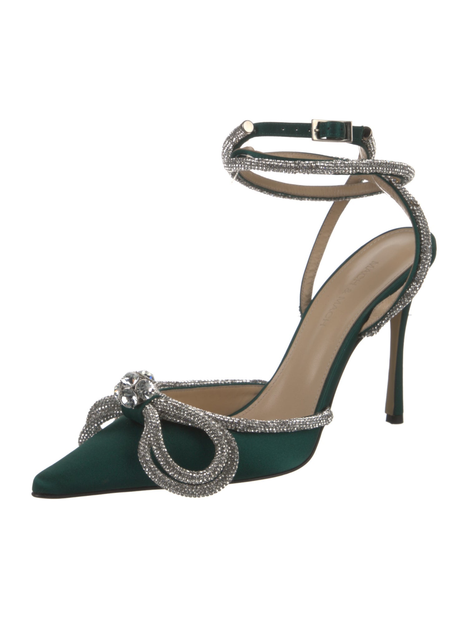 Mach & Mach Satin Bow Accents D'Orsay Pumps