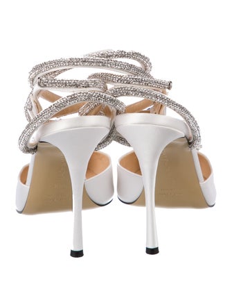 Mach & Mach Satin Crystal Embellishments Slingback Pumps
