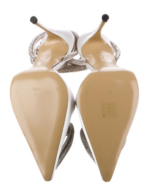 Mach & Mach Satin Crystal Embellishments Slingback Pumps
