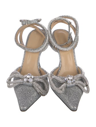 Mach & Mach Glitter Animal Print Slingback Pumps