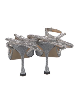 Mach & Mach Glitter Animal Print Slingback Pumps