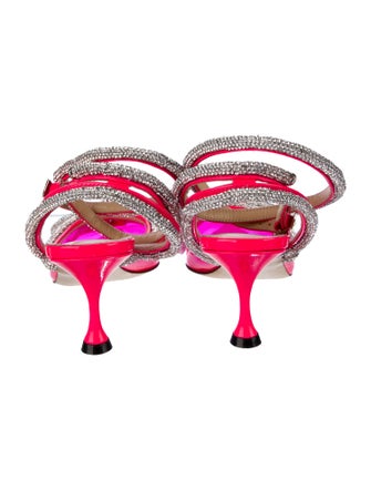 Mach & Mach Patent Leather Bow Accents Slingback Pumps