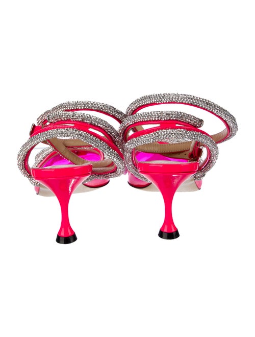 Mach & Mach Patent Leather Bow Accents Slingback Pumps