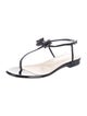 Mach & Mach Patent Leather Bow Accents T-Strap Sandals
