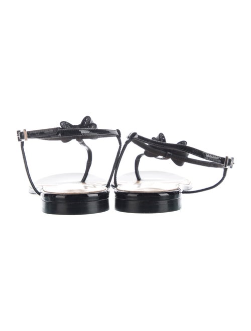 Mach & Mach Patent Leather Bow Accents T-Strap Sandals