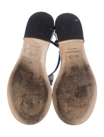 Mach & Mach Patent Leather Bow Accents T-Strap Sandals