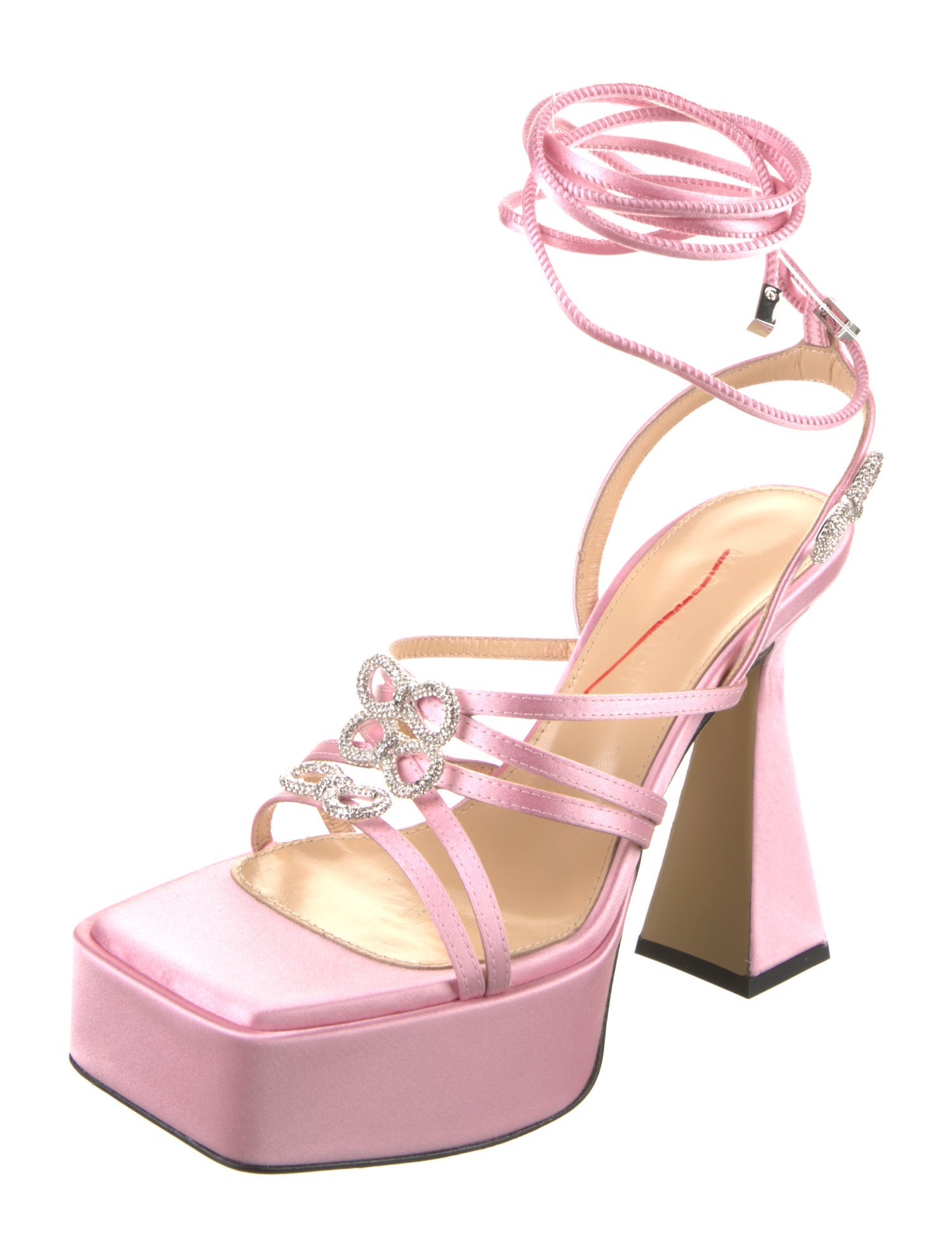 Mach & Mach Satin Crystal Embellishments Sandals