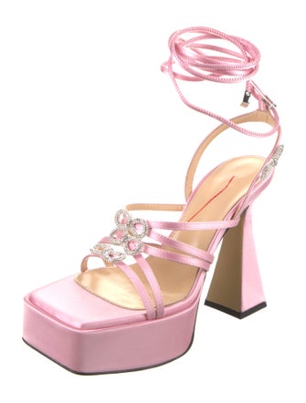 Mach & Mach Satin Crystal Embellishments Sandals