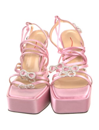 Mach & Mach Satin Crystal Embellishments Sandals