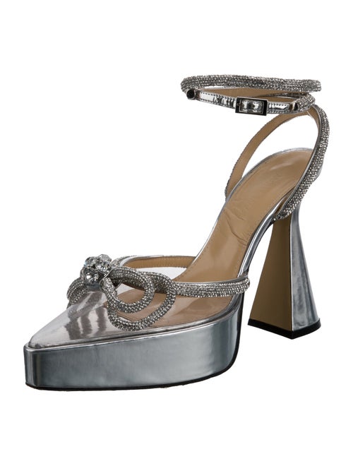 Mach & Mach Patent Leather Bow Accents Slingback Pumps