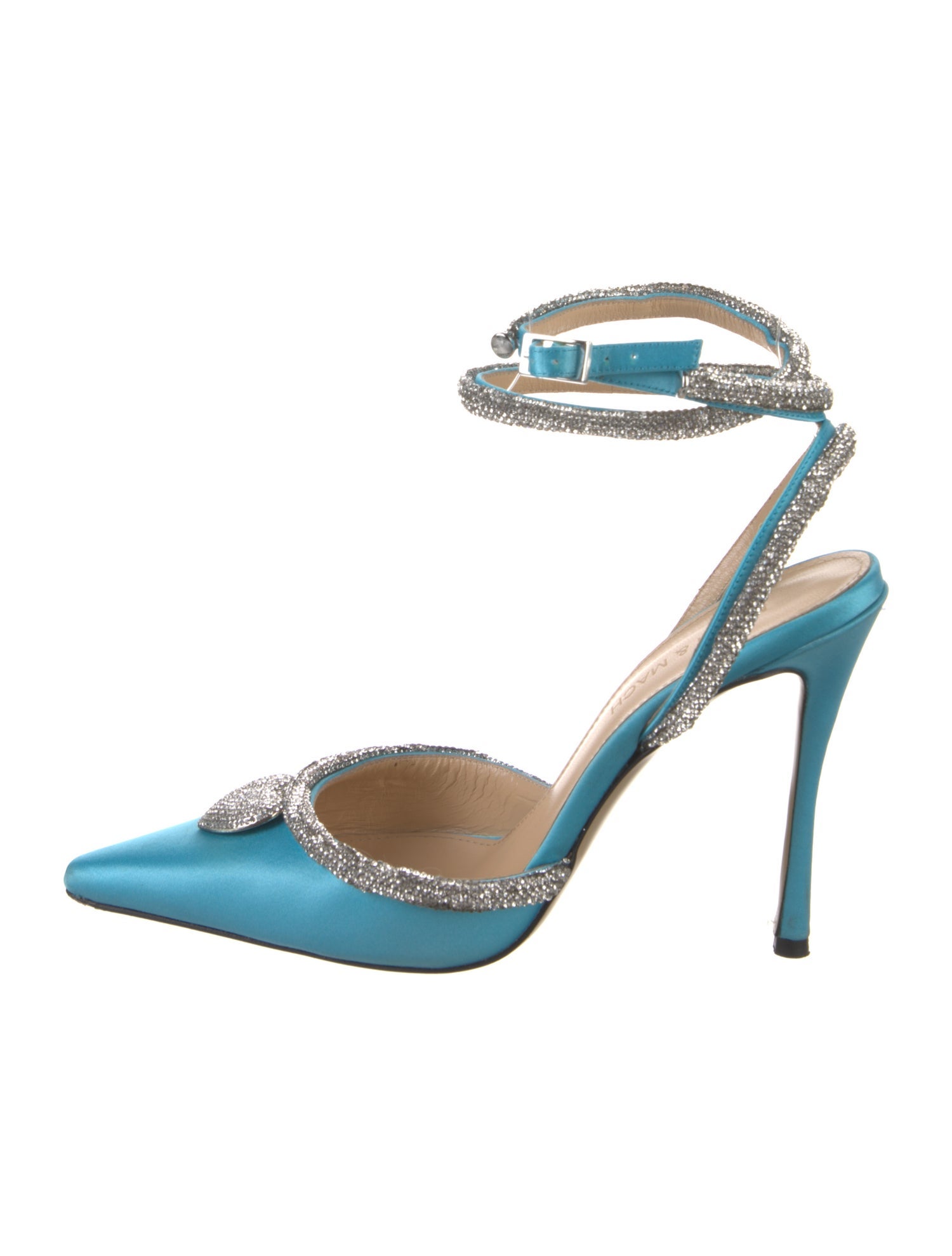 Mach & Mach Satin Bow Accents Slingback Pumps