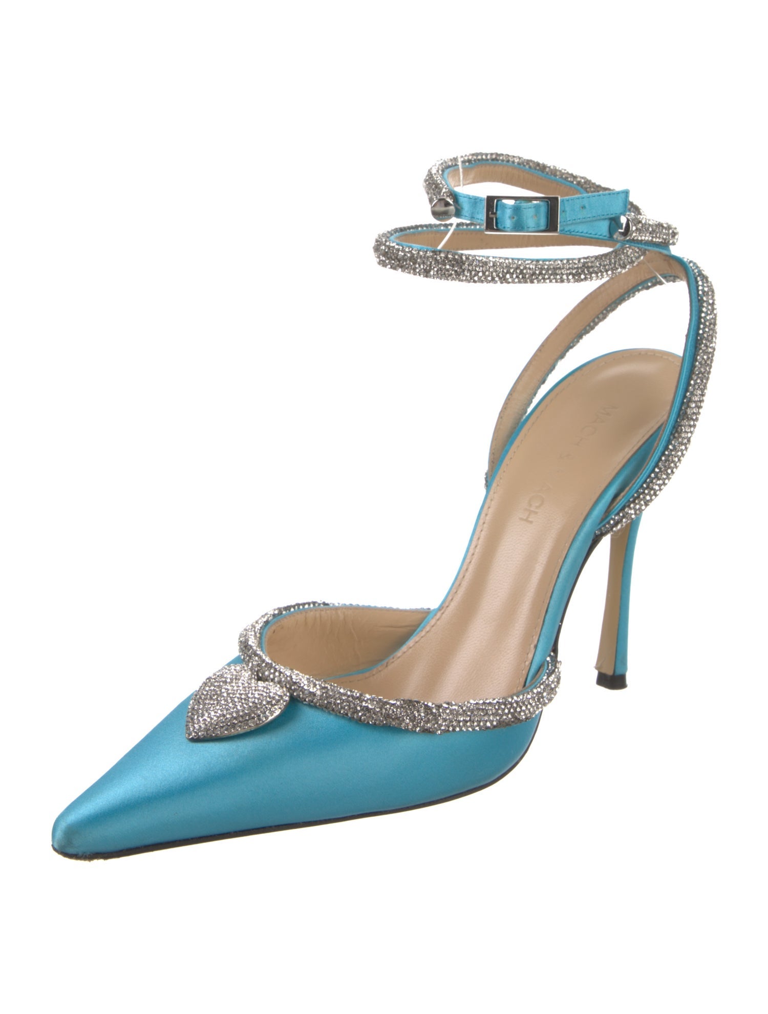 Mach & Mach Satin Bow Accents Slingback Pumps