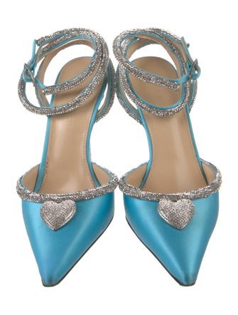 Mach & Mach Satin Bow Accents Slingback Pumps