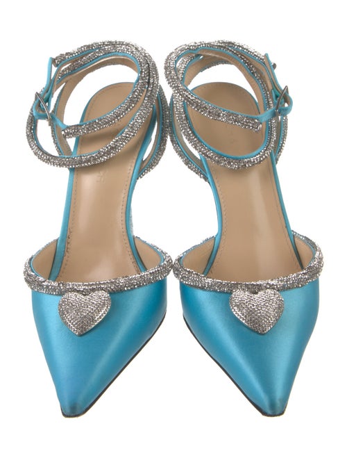 Mach & Mach Satin Bow Accents Slingback Pumps