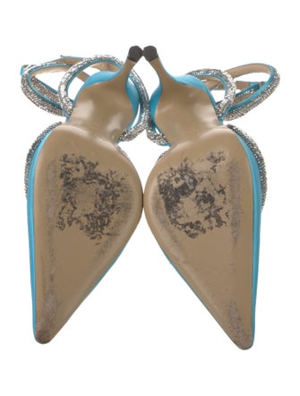 Mach & Mach Satin Bow Accents Slingback Pumps