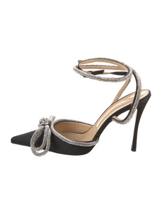 Mach & Mach Satin Bow Accents D'Orsay Pumps