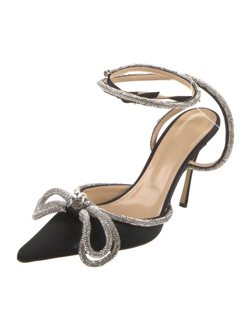 Mach & Mach Satin Bow Accents D'Orsay Pumps