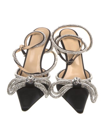 Mach & Mach Satin Bow Accents D'Orsay Pumps