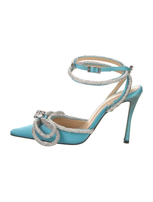 Mach & Mach Satin Bow Accents Slingback Pumps