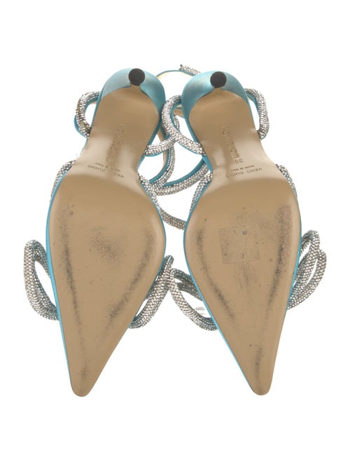 Mach & Mach Satin Bow Accents Slingback Pumps