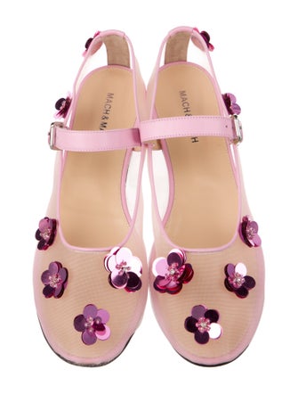Mach & Mach Mesh Floral Print Mary Jane Flats
