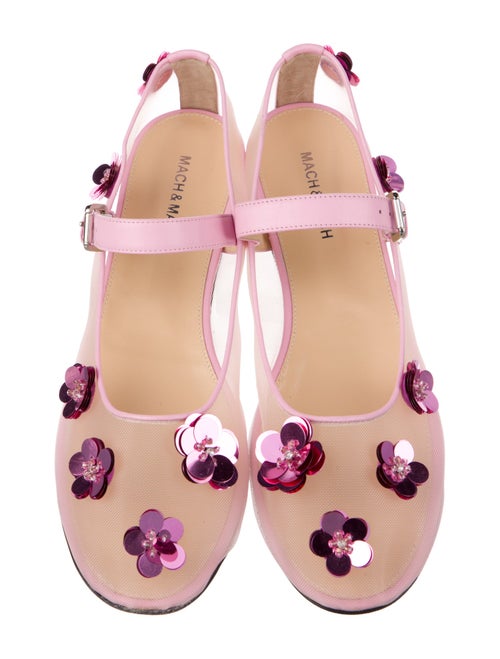 Mach & Mach Mesh Floral Print Mary Jane Flats