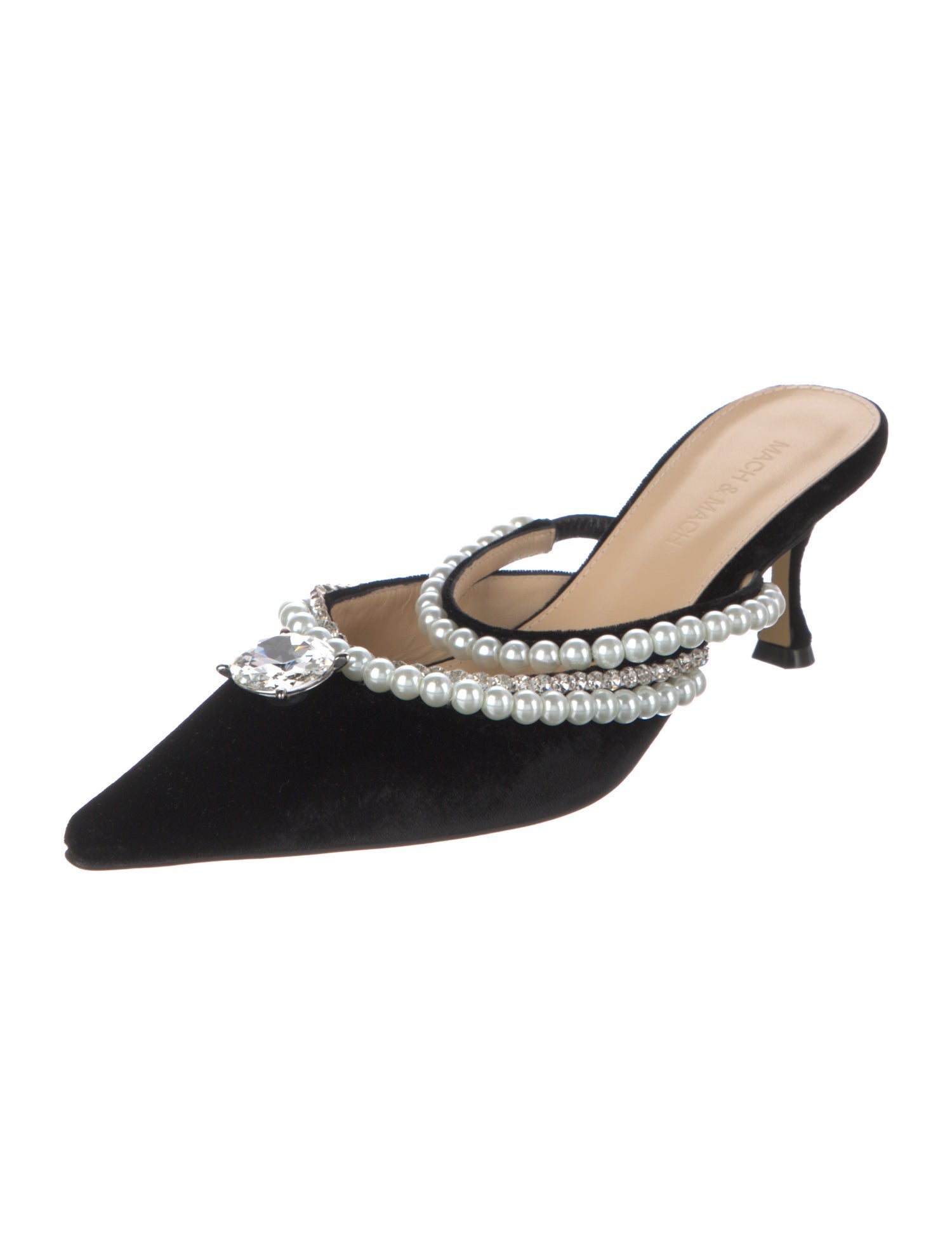 Mach & Mach Velvet Crystal Embellishments Mules