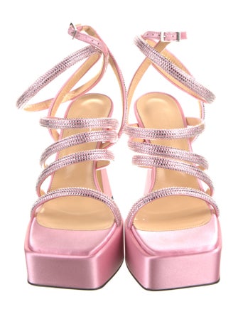 Mach & Mach Satin Crystal Embellishments Sandals